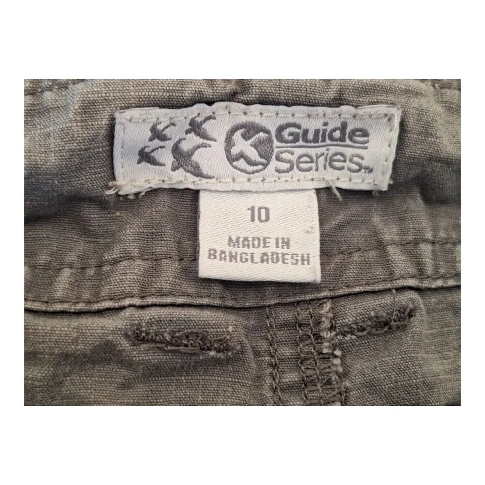 Guide Series Cargo Shorts Cotton Ripstop Gray Size 10 Zip Pocket Hiking modest